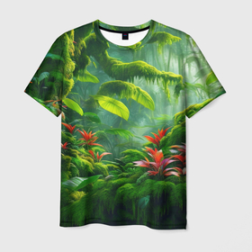 Мужская футболка 3D с принтом Зов джунглей в Кировске, 100% полиэфир | прямой крой, круглый вырез горловины, длина до линии бедер | Тематика изображения на принте: 