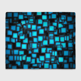 Плед 3D с принтом Геометрия   синие квадраты в Тюмени, 100% полиэстер | закругленные углы, все края обработаны. Ткань не мнется и не растягивается | 