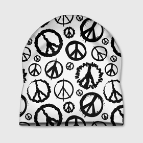 Шапка 3D с принтом Many peace logo в Тюмени, 100% полиэстер | универсальный размер, печать по всей поверхности изделия | 