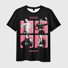 Мужская футболка 3D с принтом Blackpink Kick it в Кировске, 100% полиэфир | прямой крой, круглый вырез горловины, длина до линии бедер | 