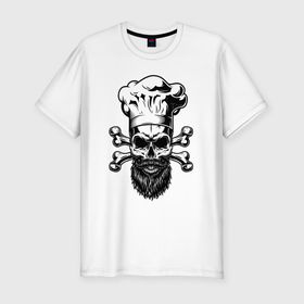 Мужская футболка хлопок Slim с принтом Cook skull bones в Екатеринбурге, 92% хлопок, 8% лайкра | приталенный силуэт, круглый вырез ворота, длина до линии бедра, короткий рукав | 