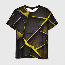 Мужская футболка 3D с принтом Угольные разломы в Екатеринбурге, 100% полиэфир | прямой крой, круглый вырез горловины, длина до линии бедер | 