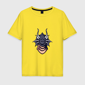 Мужская футболка хлопок Oversize с принтом Векторный дракон в Кировске, 100% хлопок | свободный крой, круглый ворот, “спинка” длиннее передней части | Тематика изображения на принте: 
