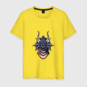 Мужская футболка хлопок с принтом Векторный дракон в Кировске, 100% хлопок | прямой крой, круглый вырез горловины, длина до линии бедер, слегка спущенное плечо. | 
