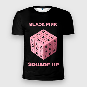Мужская футболка 3D Slim с принтом Blackpink Square up в Кировске, 100% полиэстер с улучшенными характеристиками | приталенный силуэт, круглая горловина, широкие плечи, сужается к линии бедра | 