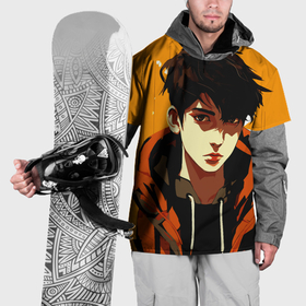 Накидка на куртку 3D с принтом Симпатичный парень аниме с челкой , 100% полиэстер |  | Тематика изображения на принте: 