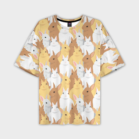 Мужская футболка oversize 3D с принтом Белые, рыжие, коричневые, серые кролики в Екатеринбурге,  |  | 