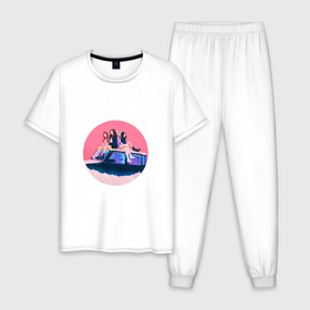 Мужская пижама хлопок с принтом Blackpink на машине в Курске, 100% хлопок | брюки и футболка прямого кроя, без карманов, на брюках мягкая резинка на поясе и по низу штанин
 | 