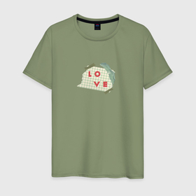 Мужская футболка хлопок с принтом Коллаж Любовь на бумаге в Тюмени, 100% хлопок | прямой крой, круглый вырез горловины, длина до линии бедер, слегка спущенное плечо. | Тематика изображения на принте: 