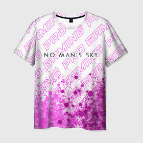 Мужская футболка 3D с принтом No Mans Sky pro gaming: символ сверху в Екатеринбурге, 100% полиэфир | прямой крой, круглый вырез горловины, длина до линии бедер | 