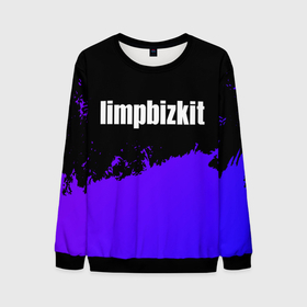 Мужской свитшот 3D с принтом Limp Bizkit purple grunge в Кировске, 100% полиэстер с мягким внутренним слоем | круглый вырез горловины, мягкая резинка на манжетах и поясе, свободная посадка по фигуре | 