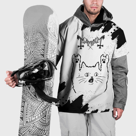 Накидка на куртку 3D с принтом Mayhem рок кот на светлом фоне в Екатеринбурге, 100% полиэстер |  | 
