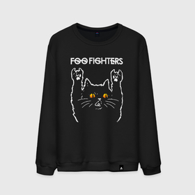 Мужской свитшот хлопок с принтом Foo Fighters rock cat в Санкт-Петербурге, 100% хлопок |  | 