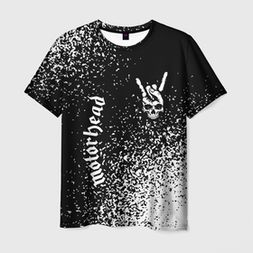Мужская футболка 3D с принтом Motorhead и рок символ на темном фоне в Екатеринбурге, 100% полиэфир | прямой крой, круглый вырез горловины, длина до линии бедер | Тематика изображения на принте: 