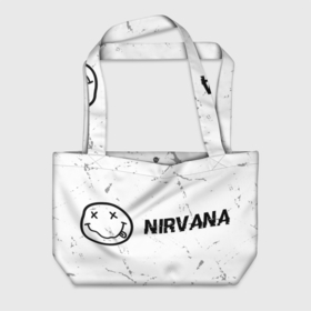 Пляжная сумка 3D с принтом Nirvana glitch на светлом фоне: надпись и символ в городе Новоалтайск, 100% полиэстер | застегивается на металлическую кнопку; внутренний карман застегивается на молнию. Стенки укреплены специальным мягким материалом, чтобы защитить содержимое от несильных ударов
 | 