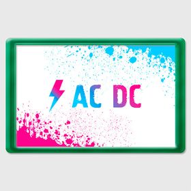 Магнит 45*70 с принтом AC DC neon gradient style: надпись и символ , Пластик | Размер: 78*52 мм; Размер печати: 70*45 | 