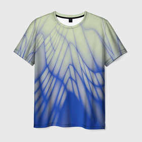 Мужская футболка 3D с принтом Лучи   неоновый синий   Хуф и Ся в Санкт-Петербурге, 100% полиэфир | прямой крой, круглый вырез горловины, длина до линии бедер | Тематика изображения на принте: 
