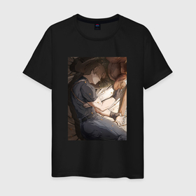 Мужская футболка хлопок с принтом Леон и Эшли в Екатеринбурге, 100% хлопок | прямой крой, круглый вырез горловины, длина до линии бедер, слегка спущенное плечо. | 