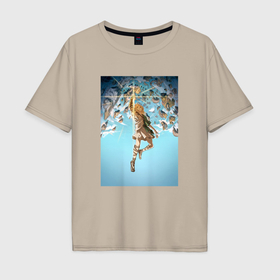 Мужская футболка хлопок Oversize с принтом Линк в облаках в Екатеринбурге, 100% хлопок | свободный крой, круглый ворот, “спинка” длиннее передней части | Тематика изображения на принте: 