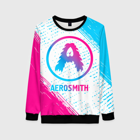 Женский свитшот 3D с принтом Aerosmith neon gradient style в Рязани, 100% полиэстер с мягким внутренним слоем | круглый вырез горловины, мягкая резинка на манжетах и поясе, свободная посадка по фигуре | 