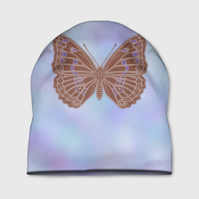 Шапка 3D с принтом Бабочка пастельных тонов в Тюмени, 100% полиэстер | универсальный размер, печать по всей поверхности изделия | Тематика изображения на принте: 
