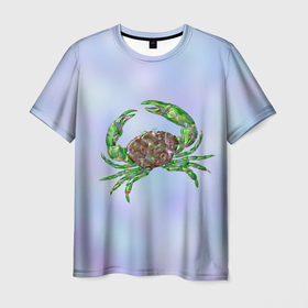 Мужская футболка 3D с принтом Краб морская жизнь в Белгороде, 100% полиэфир | прямой крой, круглый вырез горловины, длина до линии бедер | Тематика изображения на принте: 