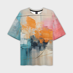 Мужская футболка oversize 3D с принтом Абстрактная живопись маслом, пастельные оттенки ,  |  | 