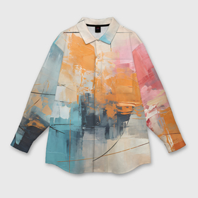 Мужская рубашка oversize 3D с принтом Абстрактная живопись маслом, пастельные оттенки ,  |  | 