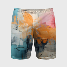 Мужские шорты спортивные с принтом Абстрактная живопись маслом, пастельные оттенки ,  |  | 