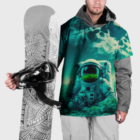 Накидка на куртку 3D с принтом Астронавт на зеленой планете в Петрозаводске, 100% полиэстер |  | 