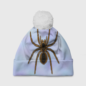 Шапка 3D c помпоном с принтом Птицеед паук в Кировске, 100% полиэстер | универсальный размер, печать по всей поверхности изделия | 