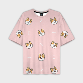 Мужская футболка oversize 3D с принтом Pink corgi в Кировске,  |  | 