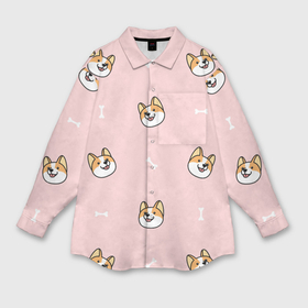 Мужская рубашка oversize 3D с принтом Pink corgi в Кировске,  |  | 