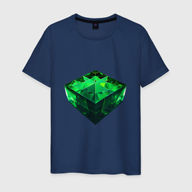 Мужская футболка хлопок с принтом Куб из зелёного кристалла в Кировске, 100% хлопок | прямой крой, круглый вырез горловины, длина до линии бедер, слегка спущенное плечо. | 