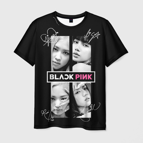 Мужская футболка 3D с принтом Blackpink   Autographs в Курске, 100% полиэфир | прямой крой, круглый вырез горловины, длина до линии бедер | 