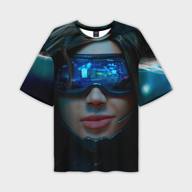 Мужская футболка oversize 3D с принтом Cybergirl в Белгороде,  |  | Тематика изображения на принте: 