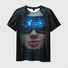 Мужская футболка 3D с принтом Cybergirl в Белгороде, 100% полиэфир | прямой крой, круглый вырез горловины, длина до линии бедер | Тематика изображения на принте: 