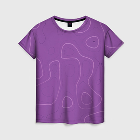 Женская футболка 3D с принтом Объемные разводы   яркий фиолетовый   узор Хуф и Ся в Санкт-Петербурге, 100% полиэфир ( синтетическое хлопкоподобное полотно) | прямой крой, круглый вырез горловины, длина до линии бедер | 