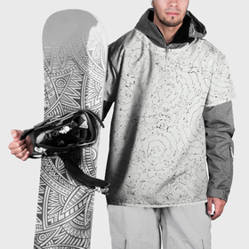 Накидка на куртку 3D с принтом Хаотичная черно белая рябь   узор Хуф и Ся в Белгороде, 100% полиэстер |  | Тематика изображения на принте: 