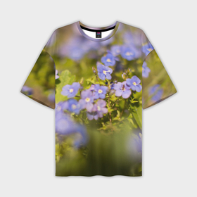 Мужская футболка oversize 3D с принтом незабудка любимый  цветок ,  |  | 