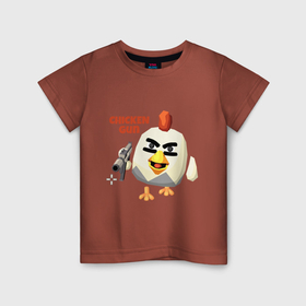 Детская футболка хлопок с принтом Chicken Gun злой , 100% хлопок | круглый вырез горловины, полуприлегающий силуэт, длина до линии бедер | 