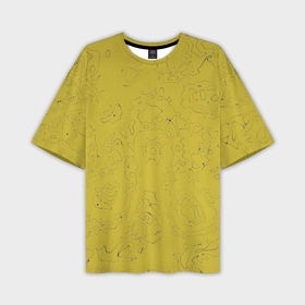 Мужская футболка oversize 3D с принтом Рябь   зеленовато желтый и фиолетовый   узор Хуф и Ся в Петрозаводске,  |  | 