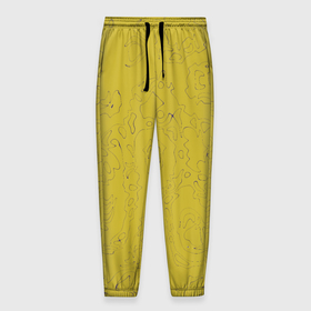 Мужские брюки 3D с принтом Рябь   зеленовато желтый и фиолетовый   узор Хуф и Ся в Петрозаводске, 100% полиэстер | манжеты по низу, эластичный пояс регулируется шнурком, по бокам два кармана без застежек, внутренняя часть кармана из мелкой сетки | 