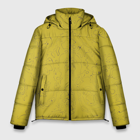 Мужская зимняя куртка 3D с принтом Рябь   зеленовато желтый и фиолетовый   узор Хуф и Ся в Санкт-Петербурге, верх — 100% полиэстер; подкладка — 100% полиэстер; утеплитель — 100% полиэстер | длина ниже бедра, свободный силуэт Оверсайз. Есть воротник-стойка, отстегивающийся капюшон и ветрозащитная планка. 

Боковые карманы с листочкой на кнопках и внутренний карман на молнии. | 