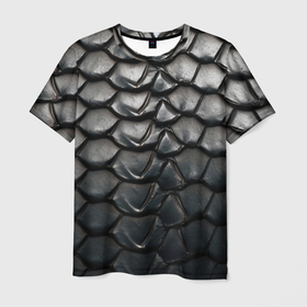 Мужская футболка 3D с принтом кожа черной мамбы в Екатеринбурге, 100% полиэфир | прямой крой, круглый вырез горловины, длина до линии бедер | 