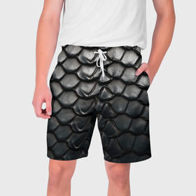Мужские шорты 3D с принтом кожа черной мамбы в Белгороде,  полиэстер 100% | прямой крой, два кармана без застежек по бокам. Мягкая трикотажная резинка на поясе, внутри которой широкие завязки. Длина чуть выше колен | 