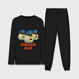 Мужская пижама с лонгсливом хлопок с принтом Chicken Gun команда синие в Тюмени,  |  | Тематика изображения на принте: 