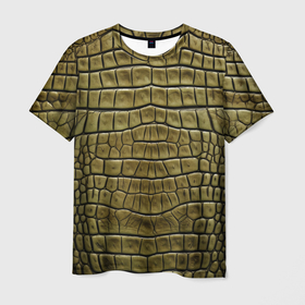 Мужская футболка 3D с принтом текстура кожи крокодила в Белгороде, 100% полиэфир | прямой крой, круглый вырез горловины, длина до линии бедер | 