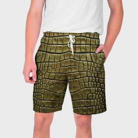 Мужские шорты 3D с принтом текстура кожи крокодила в Белгороде,  полиэстер 100% | прямой крой, два кармана без застежек по бокам. Мягкая трикотажная резинка на поясе, внутри которой широкие завязки. Длина чуть выше колен | 