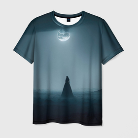 Мужская футболка 3D с принтом Одна под луной в Кировске, 100% полиэфир | прямой крой, круглый вырез горловины, длина до линии бедер | 